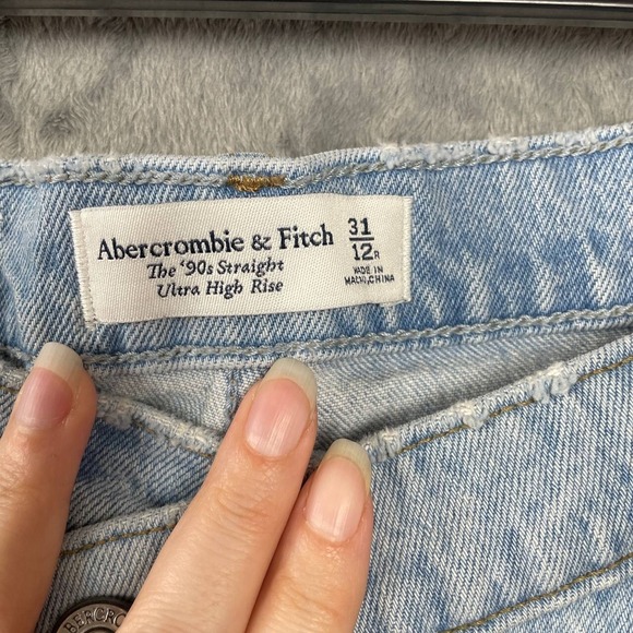 Abercrombie & Fitch 90s High Rise Straight Jeans 31/12R Y2K Retro Hip Hop Street - Picture 9 of 9